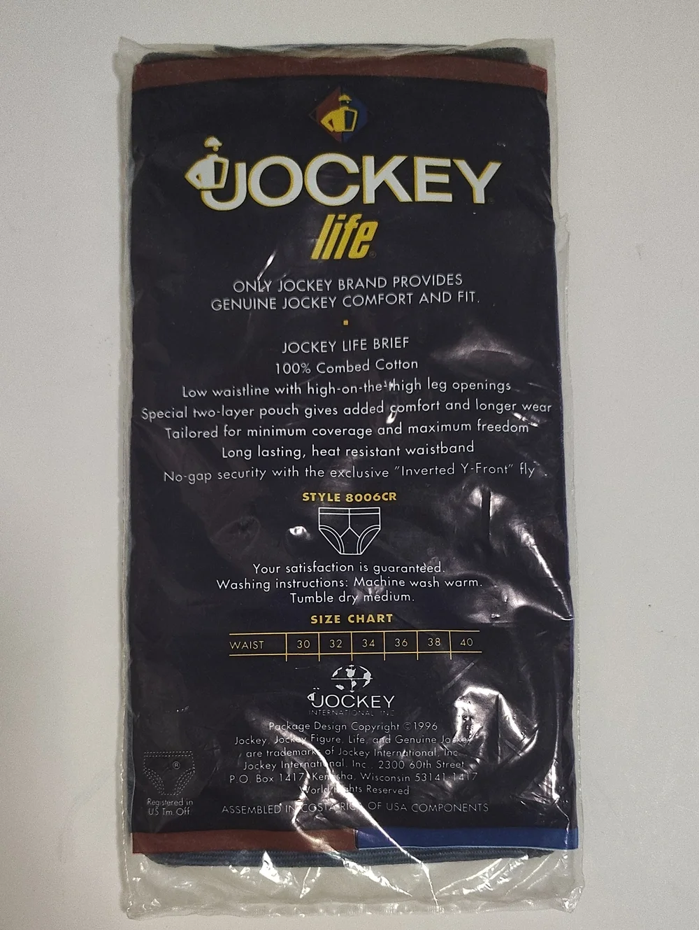 Vtg 1996 Jockey Life Men's Low-Rise Briefs - 1 Pair -Size 32